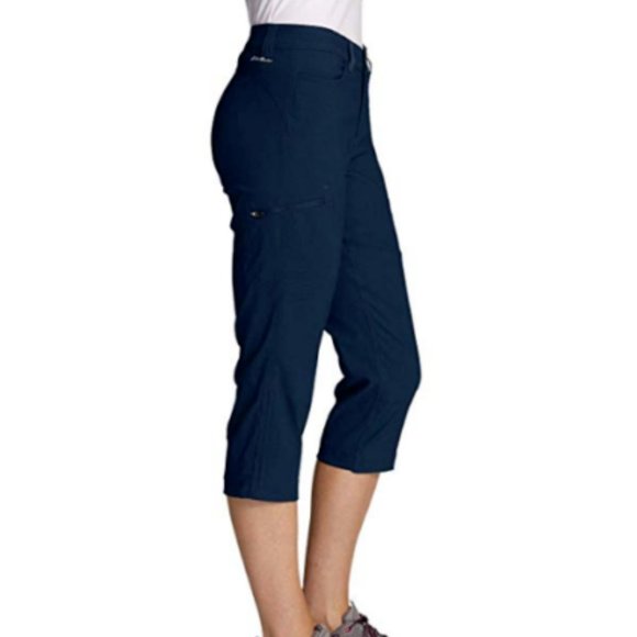 Eddie Bauer Navy Blue Ranier Capris Cinch Option at Knee - Hiking - 8